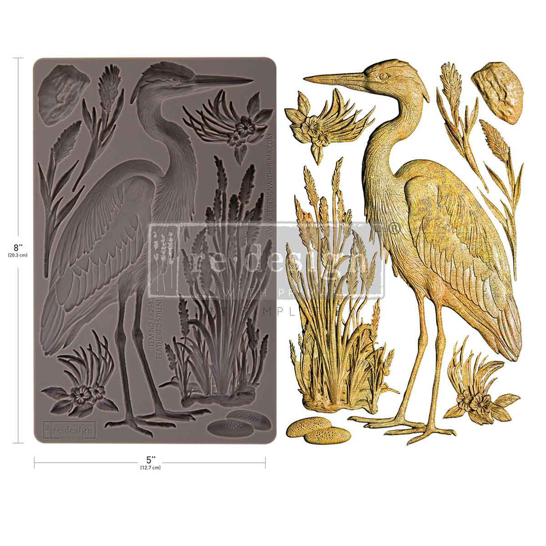 NEW! Redesign Mould - FEATHERED STILLNESS (5" x 8") - Rustic Farmhouse Charm