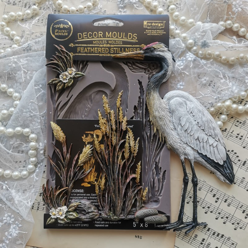 NEW! Redesign Mould - FEATHERED STILLNESS (5" x 8") - Rustic Farmhouse Charm