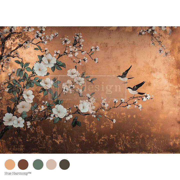NEW! Redesign A1 Decoupage Fibre Paper - FEATHERS IN THE GLOW (59.44cm x 84.07cm) - Rustic Farmhouse Charm
