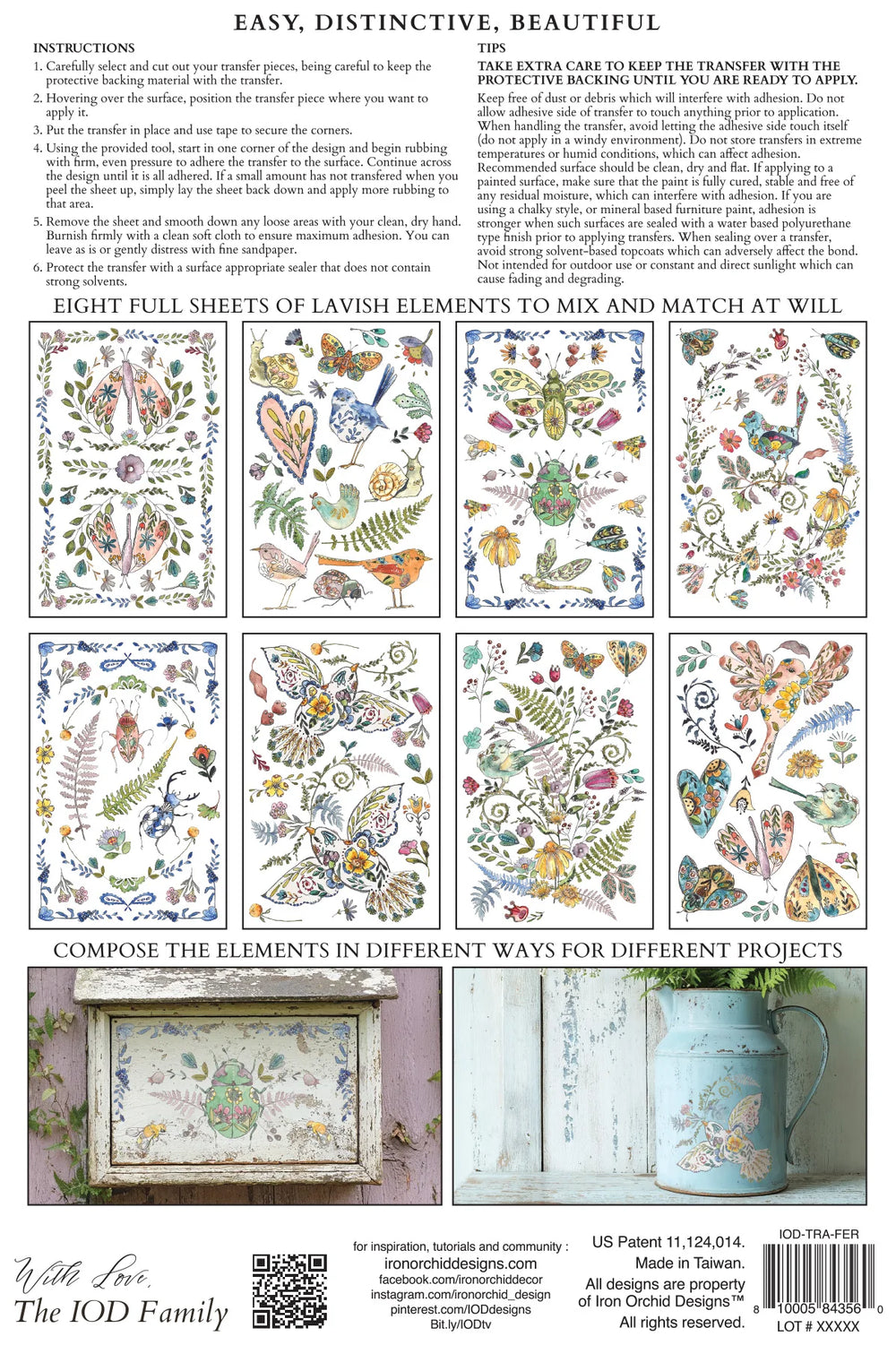 NEW! IOD Transfer Pad - FERN FABLES (set of eight 8"x12" sheets) - Rustic Farmhouse Charm