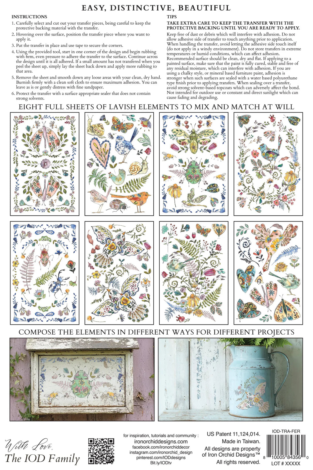 NEW! IOD Transfer Pad - FERN FABLES (set of eight 8"x12" sheets) - Rustic Farmhouse Charm