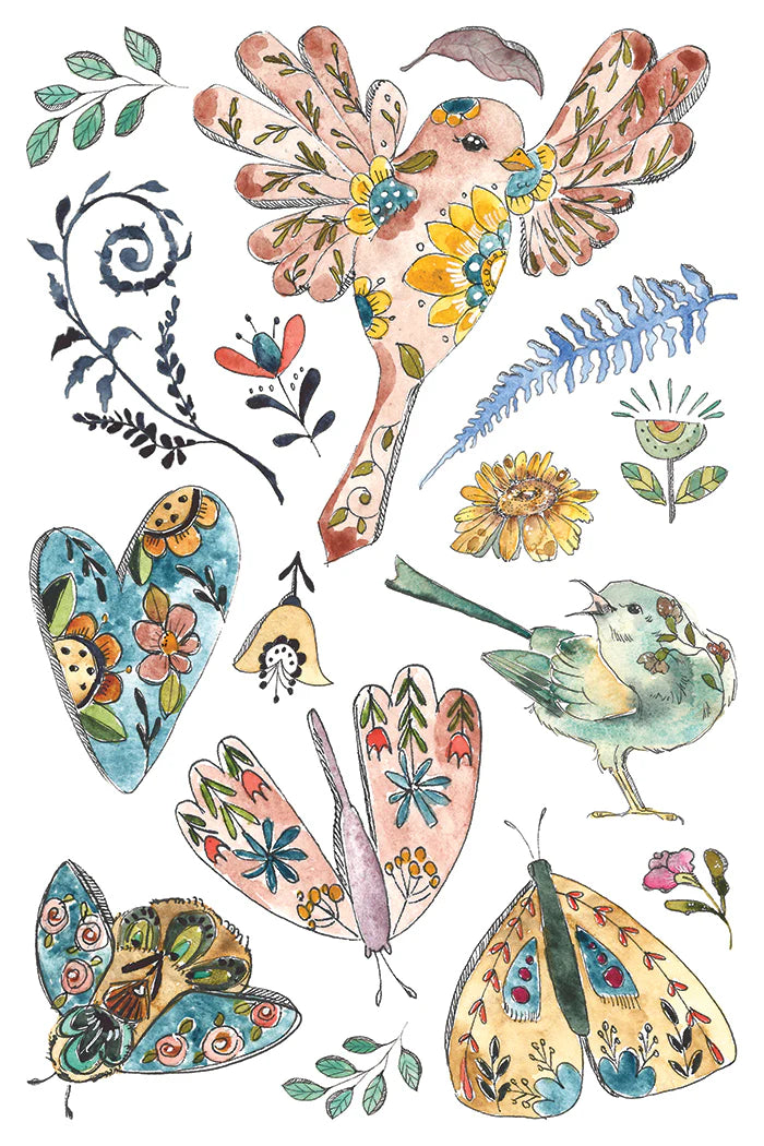 NEW! IOD Transfer Pad - FERN FABLES (set of eight 8"x12" sheets) - Rustic Farmhouse Charm
