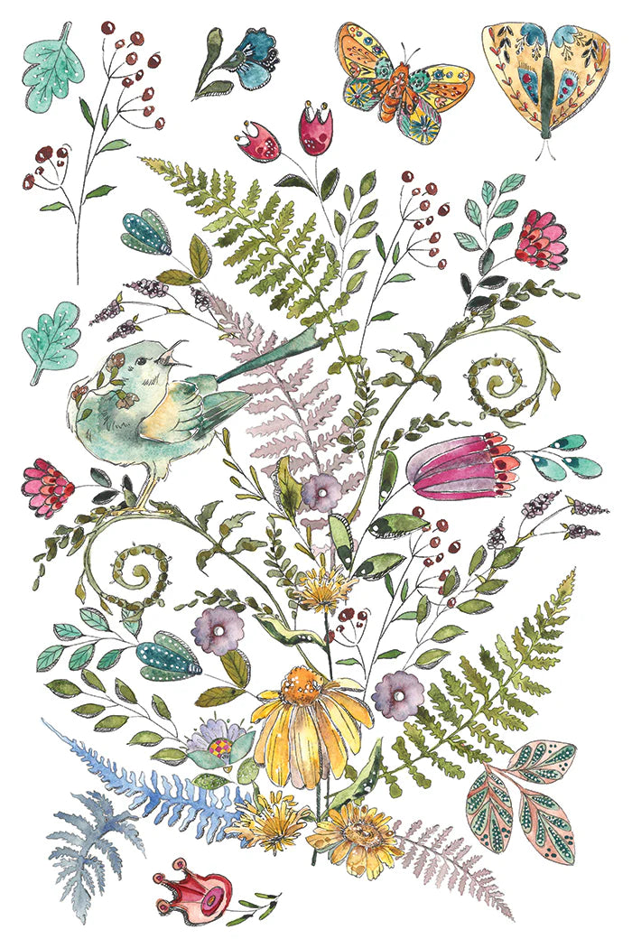 NEW! IOD Transfer Pad - FERN FABLES (set of eight 8"x12" sheets) - Rustic Farmhouse Charm