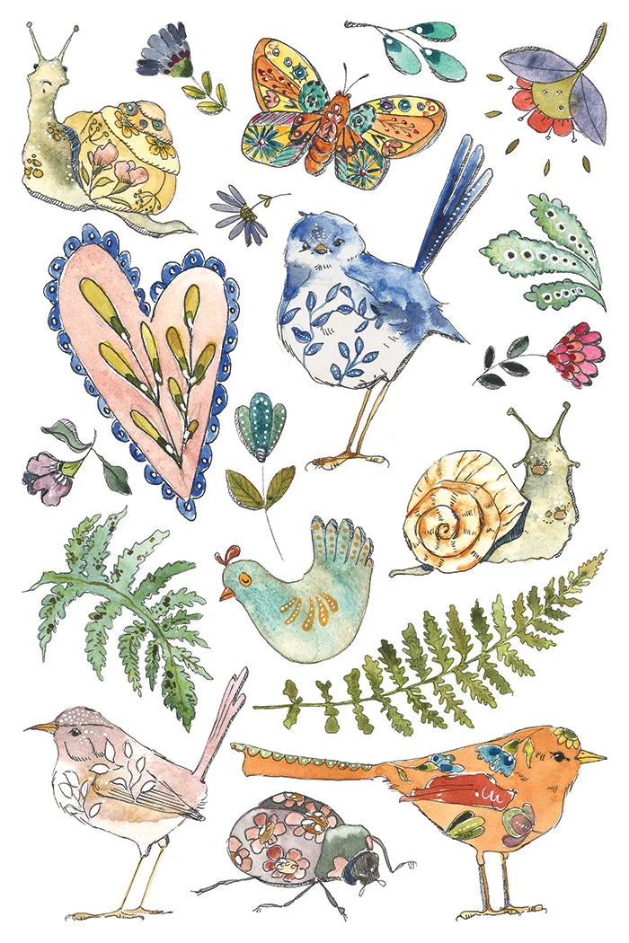 NEW! IOD Transfer Pad - FERN FABLES (set of eight 8"x12" sheets) - Rustic Farmhouse Charm