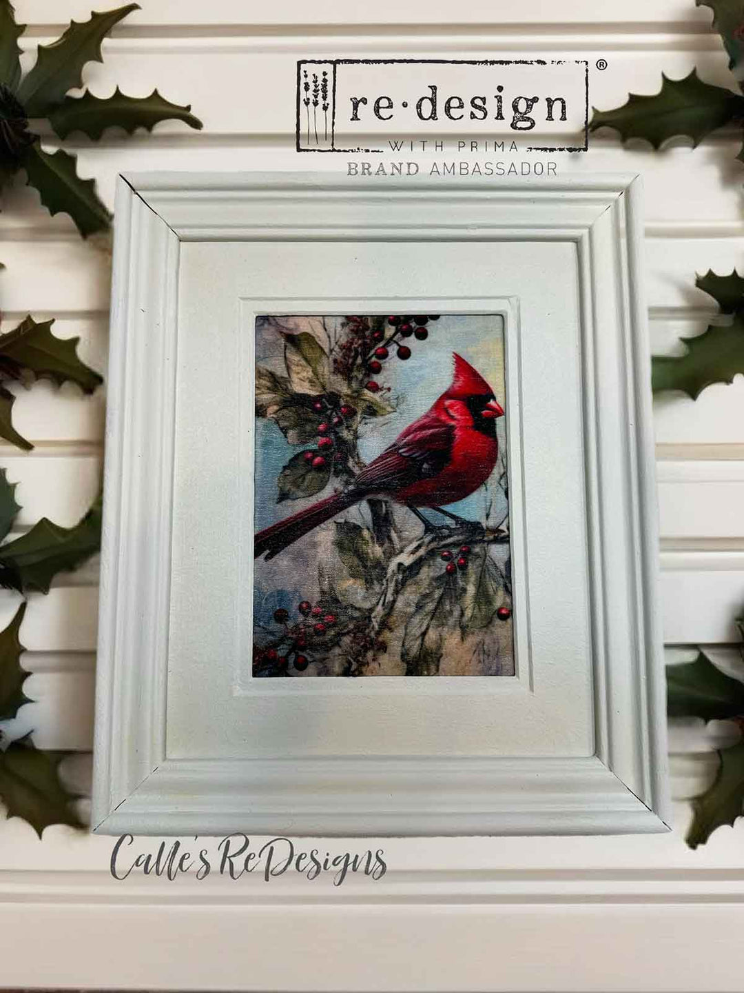 Redesign A3 Decoupage Fibre Paper Pack of 3 - FESTIVE CARDINAL (29.7cm x 41.9cm)