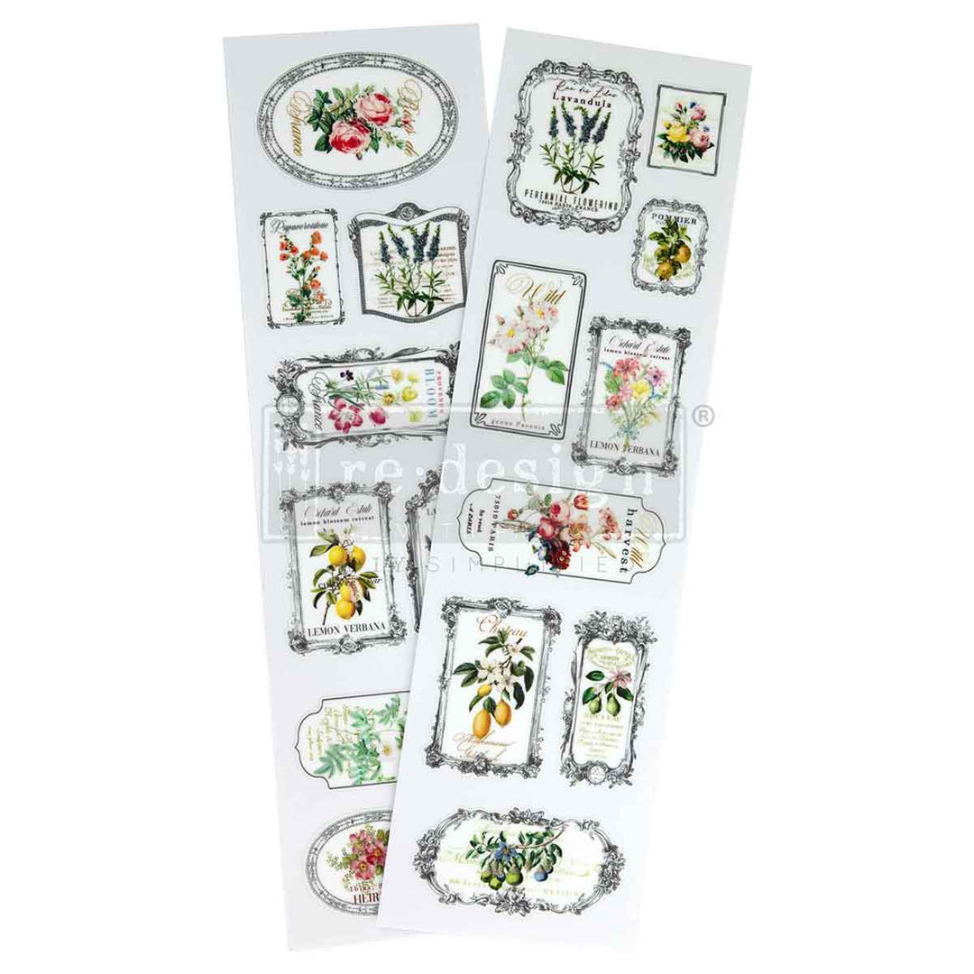 NEW! Redesign Luxe Transfer - FLEUR DE FRAME (2 sheets, 8.25cm x 29.2cm) - Rustic Farmhouse Charm