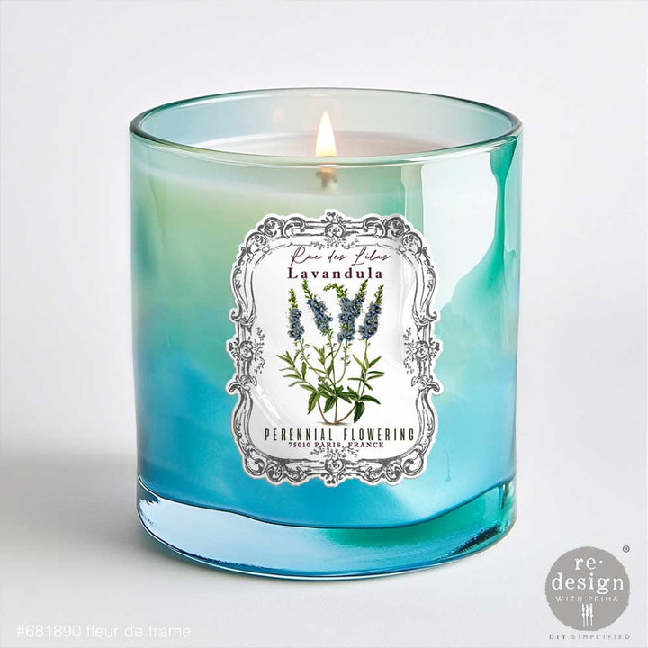 NEW! Redesign Luxe Transfer - FLEUR DE FRAME (2 sheets, 8.25cm x 29.2cm) - Rustic Farmhouse Charm