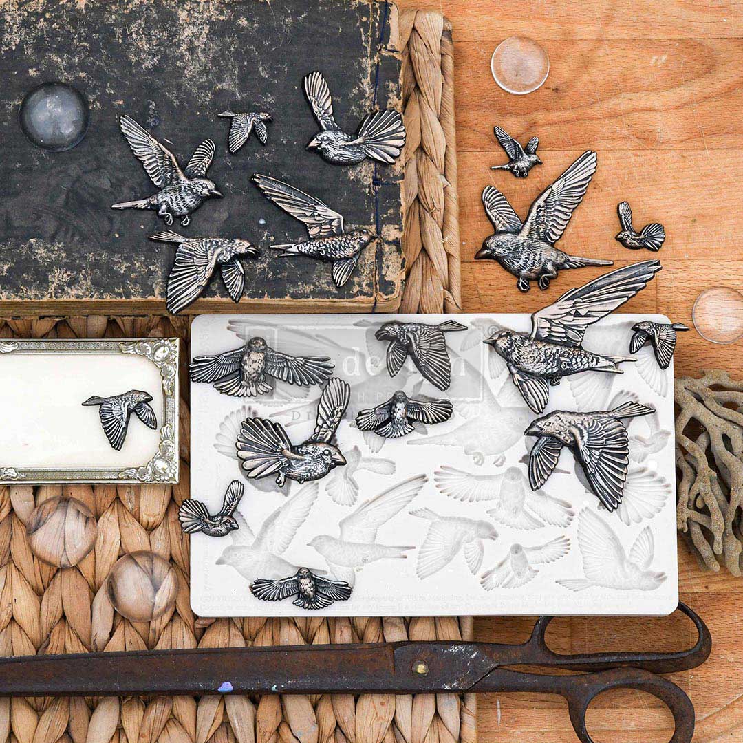 NEW! FLOCKING BIRDS Mould by Finnabair - Rustic Farmhouse Charm
