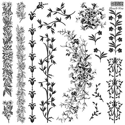 NEW! IOD Stamp - FLORA & VINE (12"x12", 30.48cm x 30.48cm)
