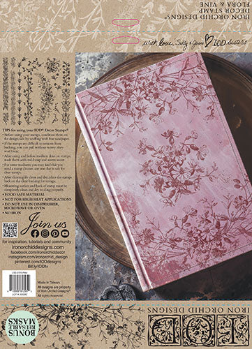 NEW! IOD Stamp - FLORA & VINE (12"x12", 30.48cm x 30.48cm)