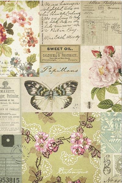 Decoupage Tissue Paper - Floral Butterfly Ephemera (50.8cm x 76.2cm) - Rustic Farmhouse Charm