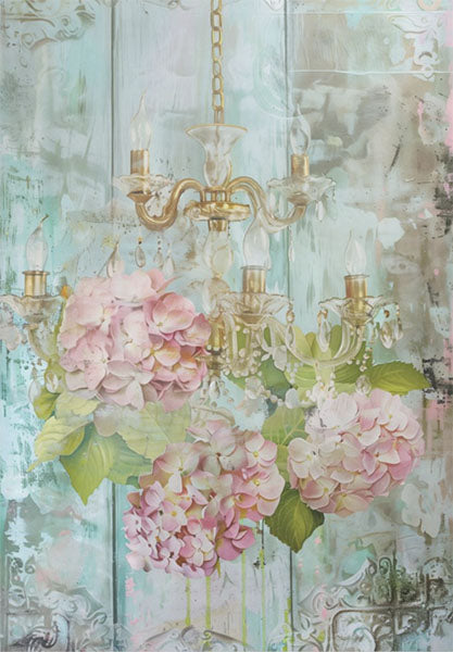 Decoupage Tissue Paper - Floral Chandelier (35.56cm x 50.8cm) - Rustic Farmhouse Charm