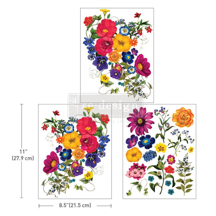 FLORAL KISS Redesign Middy Transfer (3 sheets, each 21.59cm x 27.94cm) - Rustic Farmhouse Charm