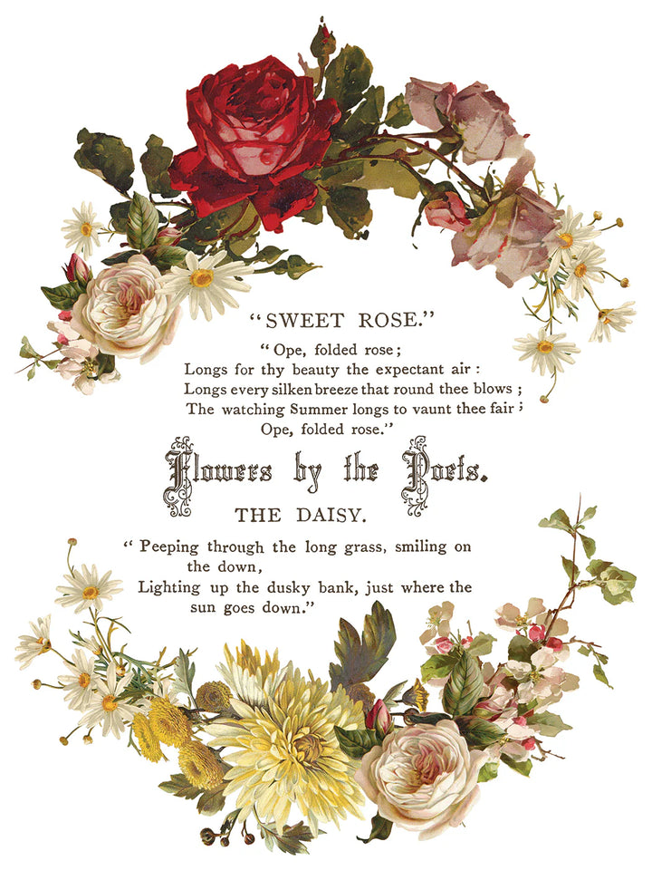 NEW! IOD Transfer Pad - FLOWERS BY THE POETS (set of eight 12"x16" sheets) - Rustic Farmhouse Charm