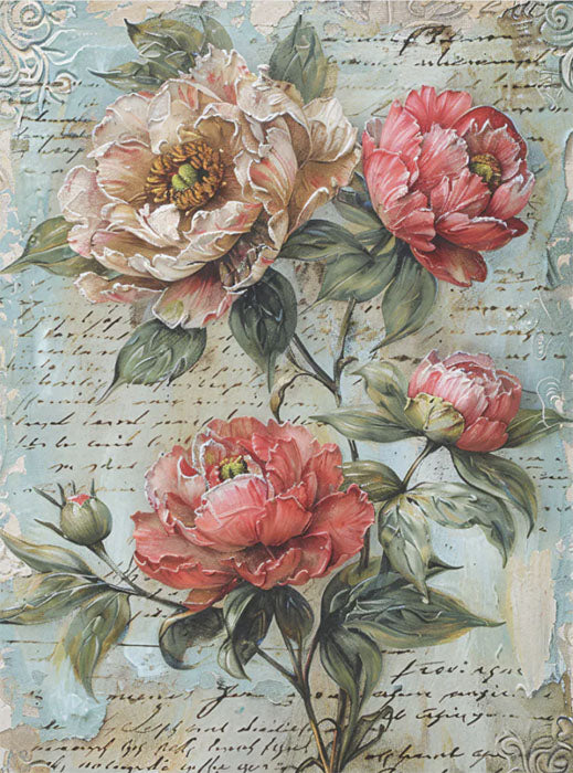 Decoupage Tissue Paper - Flowers & Script (38.1cm x 50.8cm) - Rustic Farmhouse Charm