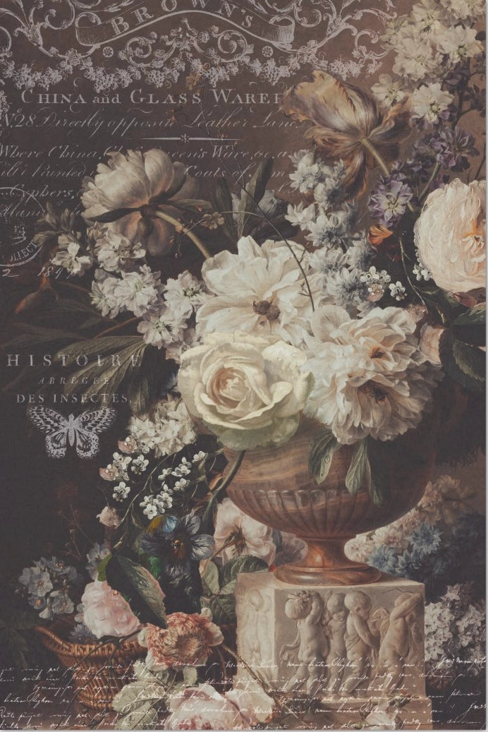 Decoupage Tissue Paper - Flowers in Cream & Earth Tones (50.8cm x 76.2cm) - Rustic Farmhouse Charm