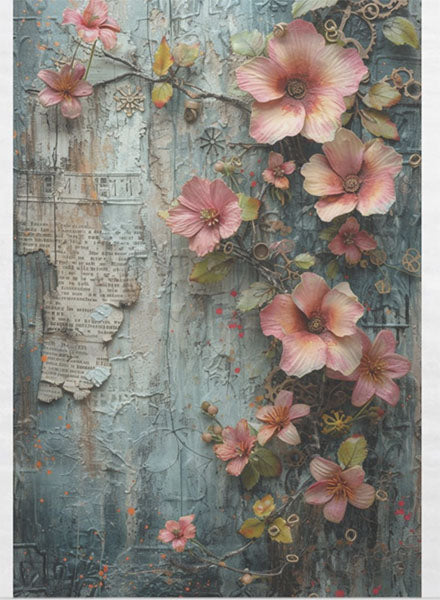 Decoupage Tissue Paper - Flowers on the Wall (45.72cm x 60.96cm) - Rustic Farmhouse Charm