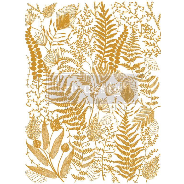 NEW! Redesign Kacha Gold Foil Transfer - FOLIAGE FINESSE (45.72cm x 60.96cm) - Rustic Farmhouse Charm