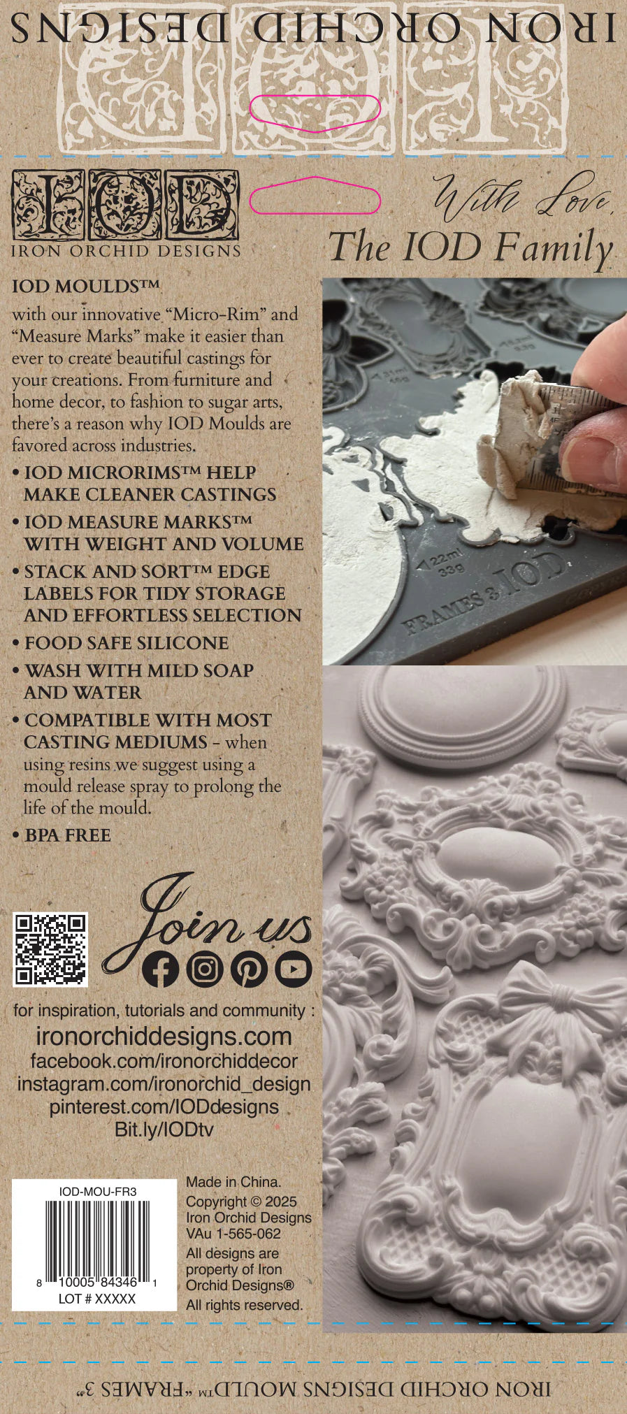 NEW! IOD Mould - FRAMES 3 (6"x10", 15.24cm x 25.4cm) - Rustic Farmhouse Charm