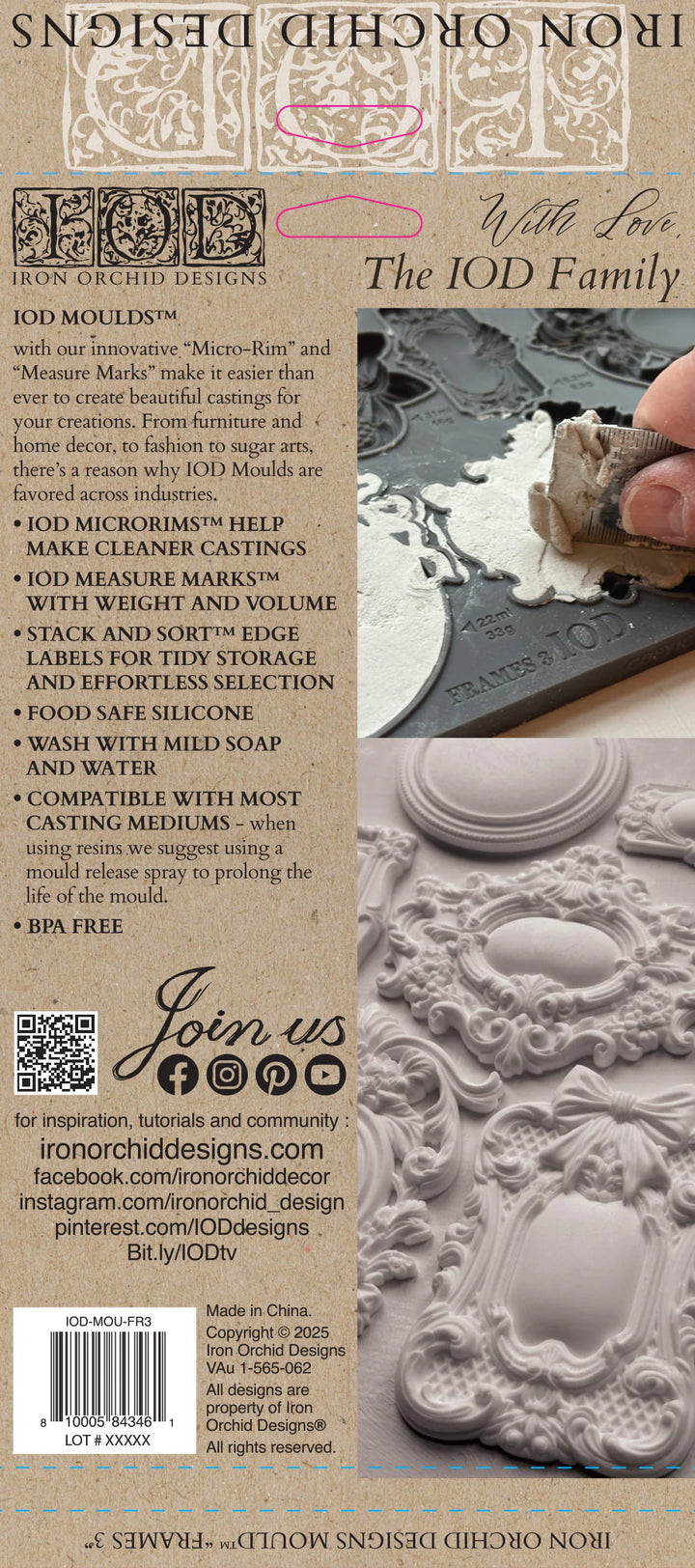 NEW! IOD Mould - FRAMES 3 (6"x10", 15.24cm x 25.4cm) - Rustic Farmhouse Charm