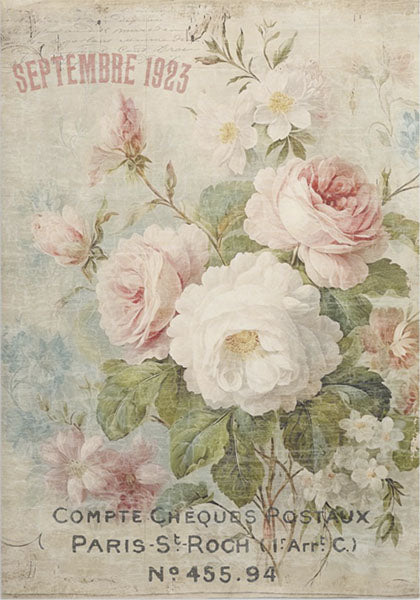 Decoupage Tissue Paper - French September Roses (35.56cm x 50.8cm) - Rustic Farmhouse Charm