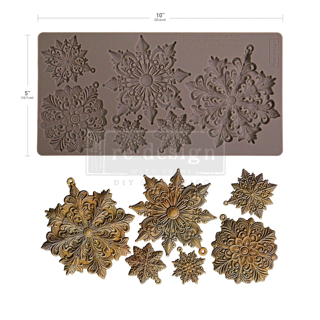 NEW! Redesign Mould - FROSTED SNOWFLAKE WONDERS (5" x 10") - Rustic Farmhouse Charm