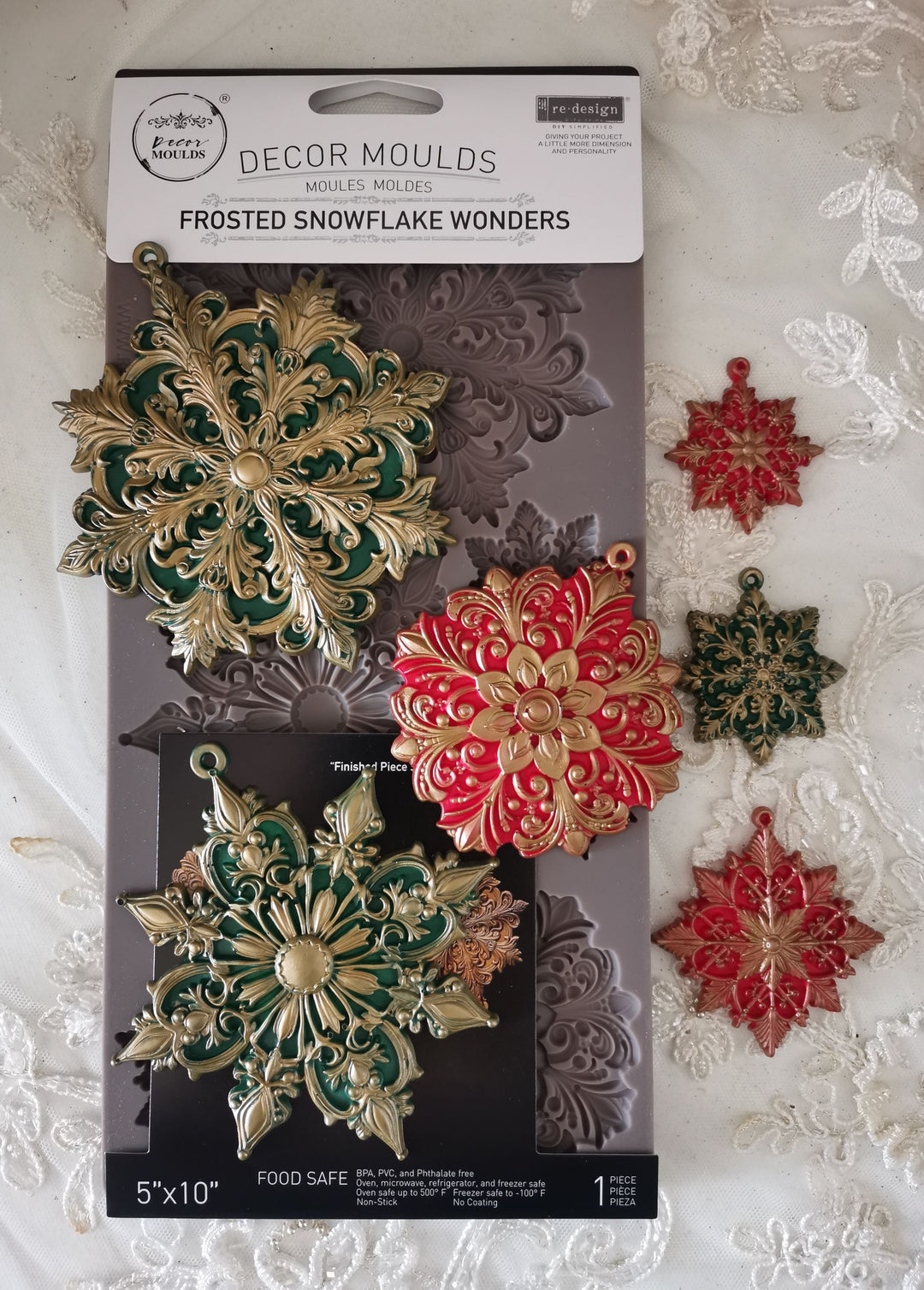 NEW! Redesign Mould - FROSTED SNOWFLAKE WONDERS (5" x 10") - Rustic Farmhouse Charm