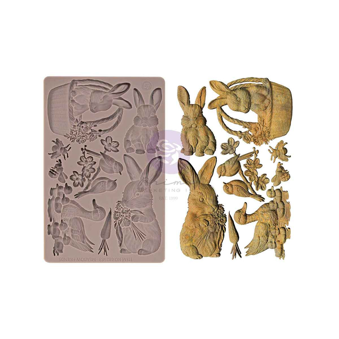 NEW! Prima Marketing Mould 'Among the Wildflowers Collection' - GARDEN FRIENDS (5" x 8") - Rustic Farmhouse Charm