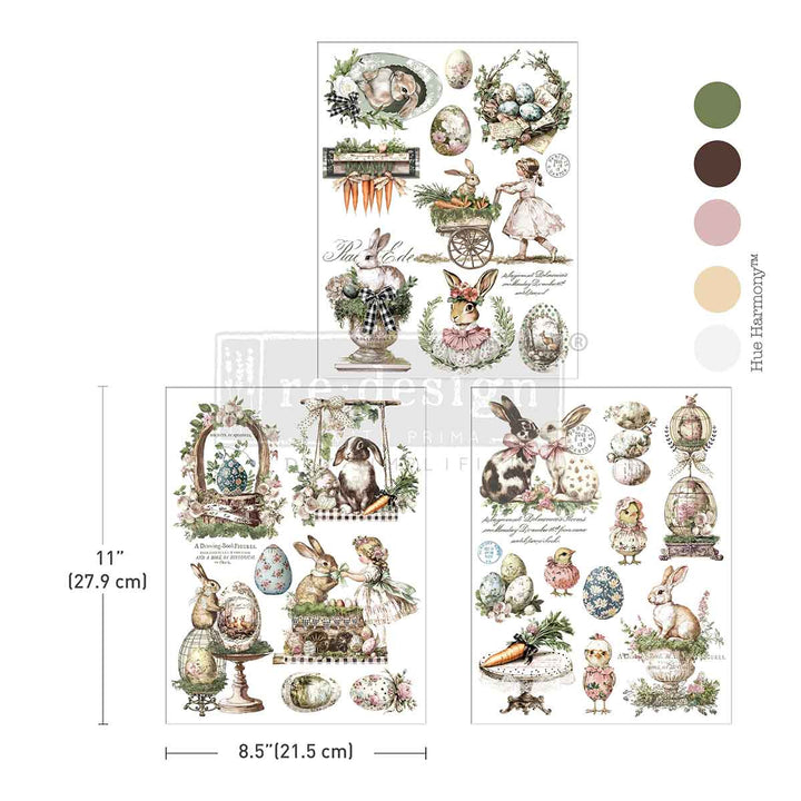 NEW! Redesign Middy Transfer - GARDEN WHIMSY (3 sheets, each 21.59cm x 27.94cm) - Rustic Farmhouse Charm