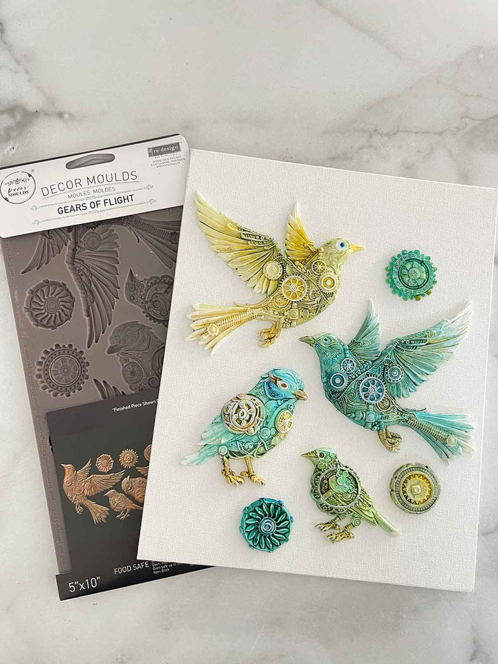 NEW! Redesign Mould - GEARS OF FLIGHT (5" x 10") - Rustic Farmhouse Charm