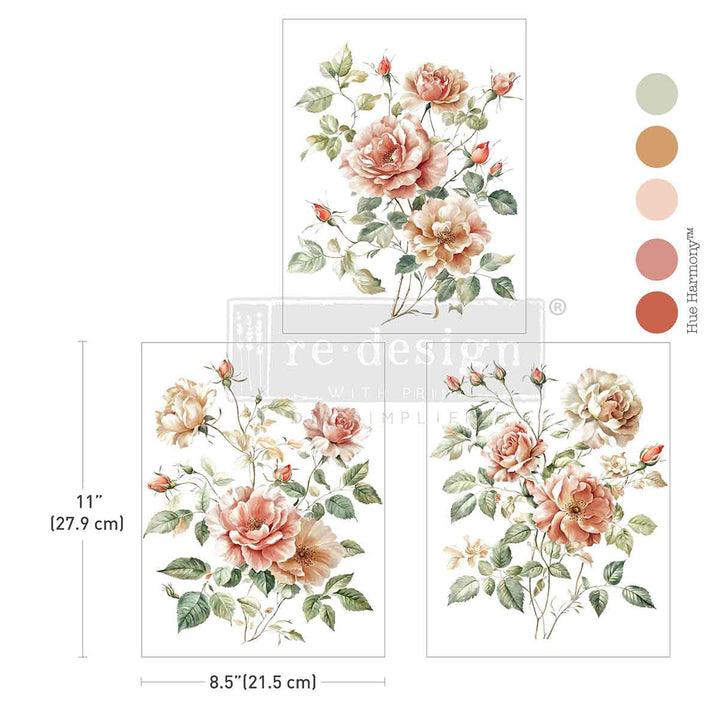NEW! Redesign Middy Transfer - GENTLE SYMPHONY (3 sheets, each 21.59cm x 27.94cm) - Rustic Farmhouse Charm
