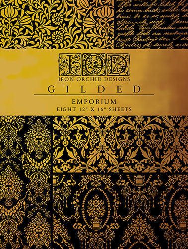 NEW! IOD Gold Gilded Transfer Pad - EMPORIUM (set of eight 12"x16" sheets)