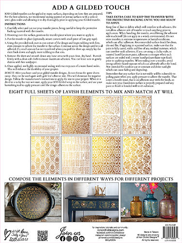 NEW! IOD Gold Gilded Transfer Pad - EMPORIUM (set of eight 12"x16" sheets)