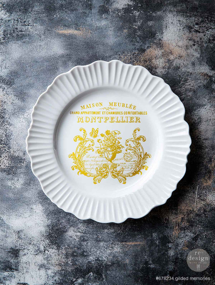 NEW! Redesign H20 Transfer - GILDED MEMORIES (2 sheets, each 21.59cm x 27.94cm) - Rustic Farmhouse Charm