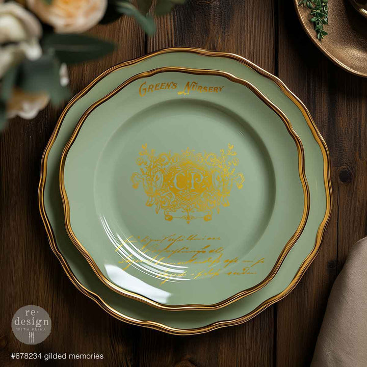 NEW! Redesign H20 Transfer - GILDED MEMORIES (2 sheets, each 21.59cm x 27.94cm) - Rustic Farmhouse Charm