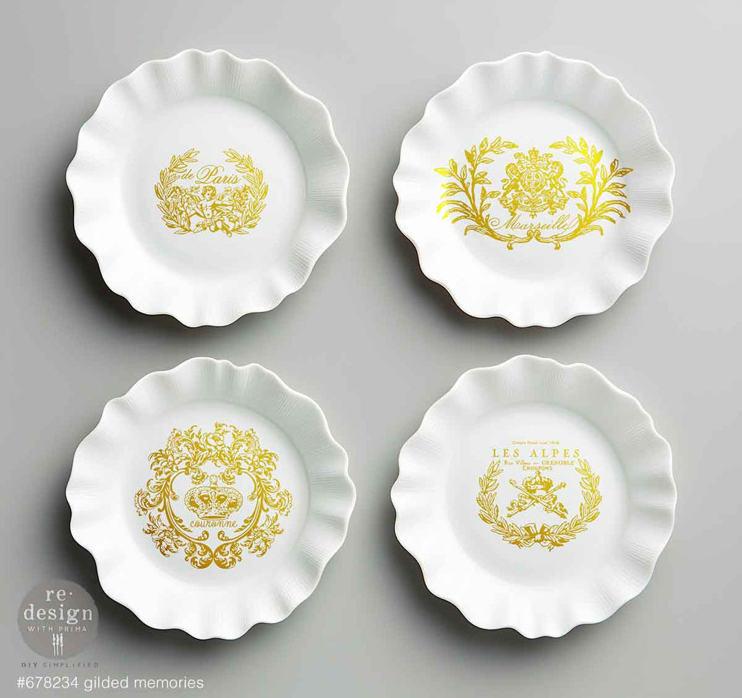 NEW! Redesign H20 Transfer - GILDED MEMORIES (2 sheets, each 21.59cm x 27.94cm) - Rustic Farmhouse Charm