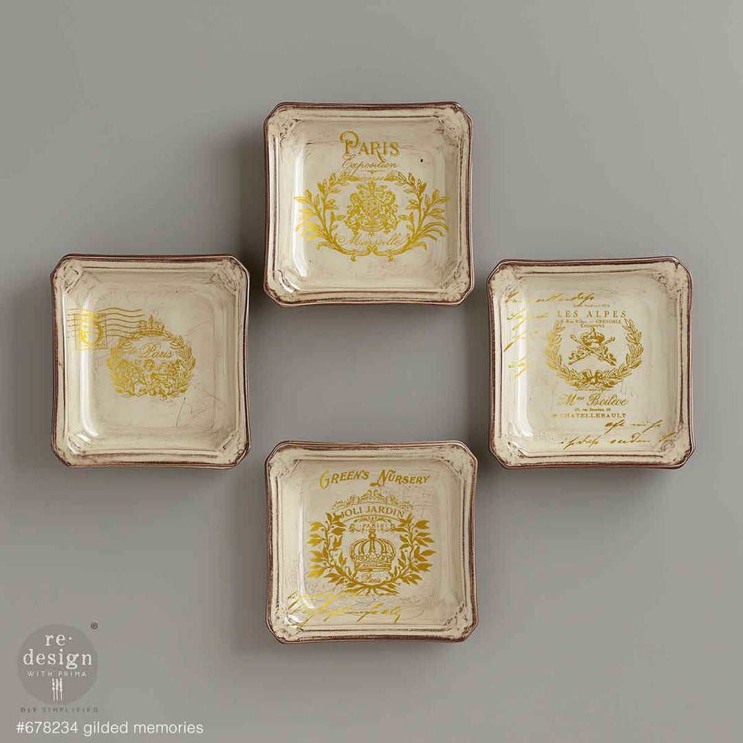 NEW! Redesign H20 Transfer - GILDED MEMORIES (2 sheets, each 21.59cm x 27.94cm) - Rustic Farmhouse Charm