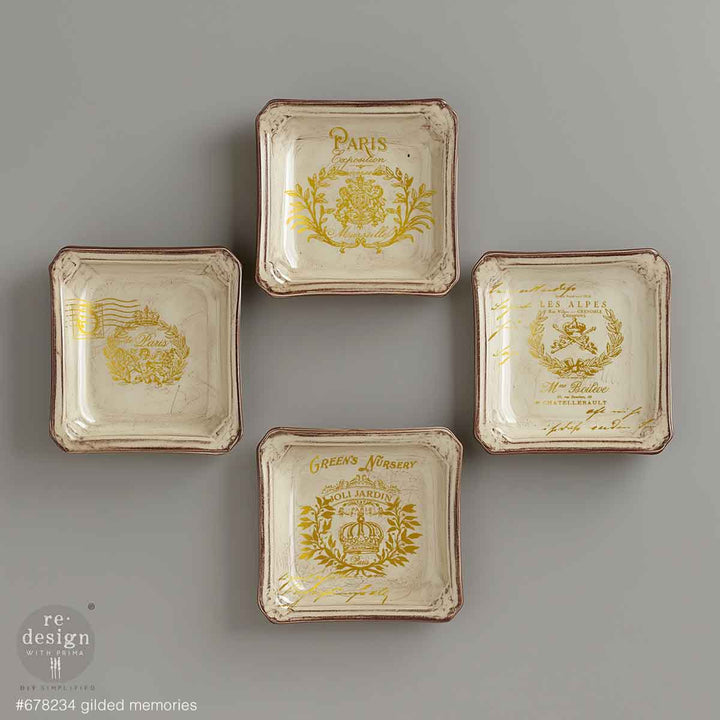 NEW! Redesign H20 Transfer - GILDED MEMORIES (2 sheets, each 21.59cm x 27.94cm) - Rustic Farmhouse Charm