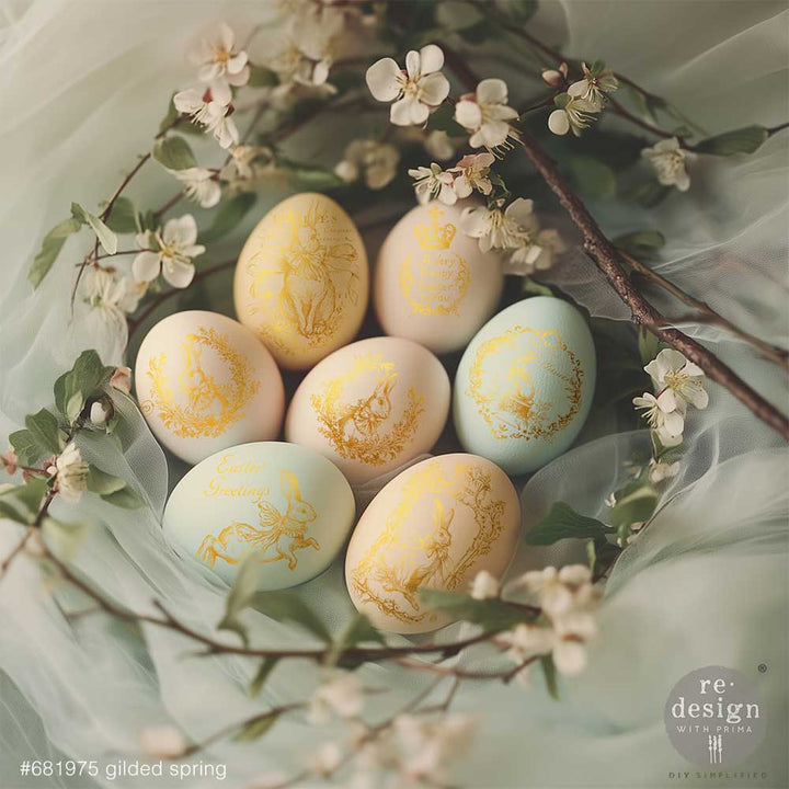 NEW! Redesign H20 Transfer - GILDED SPRING (Single Sheet 21.5cm x 27.9cm) - Rustic Farmhouse Charm