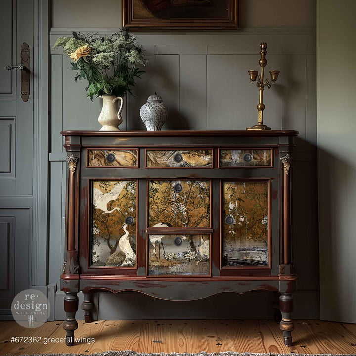 LIMITED! Redesign A1 Decoupage Fibre Paper - GRACEFUL WINGS (59.44cm x 84.07cm) - Rustic Farmhouse Charm