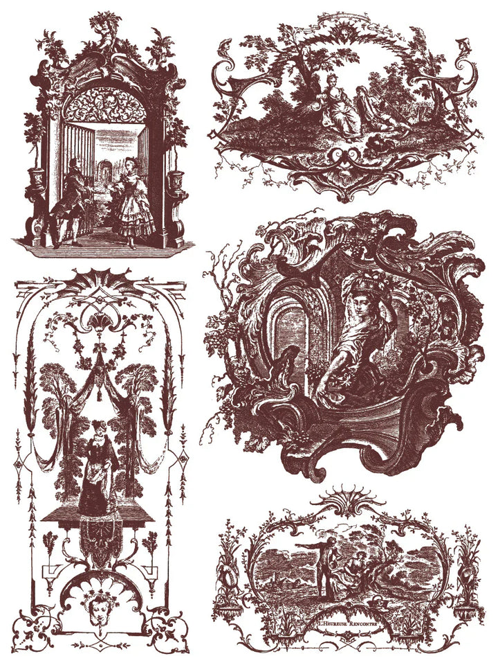 NEW! IOD Paint Inlay - HAMEAU DE LA REINE (set of eight 12"x16" sheets) - Rustic Farmhouse Charm