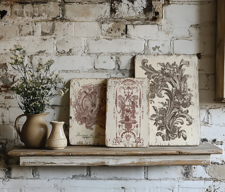 NEW! IOD Paint Inlay - HAMEAU DE LA REINE (set of eight 12"x16" sheets) - Rustic Farmhouse Charm