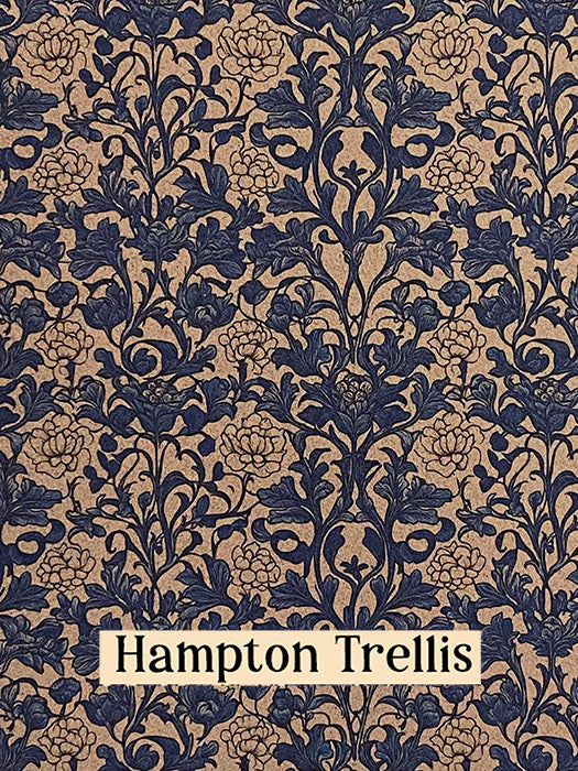 Adhesive Cork Fabric - HAMPTON TRELLIS - Rustic Farmhouse Charm
