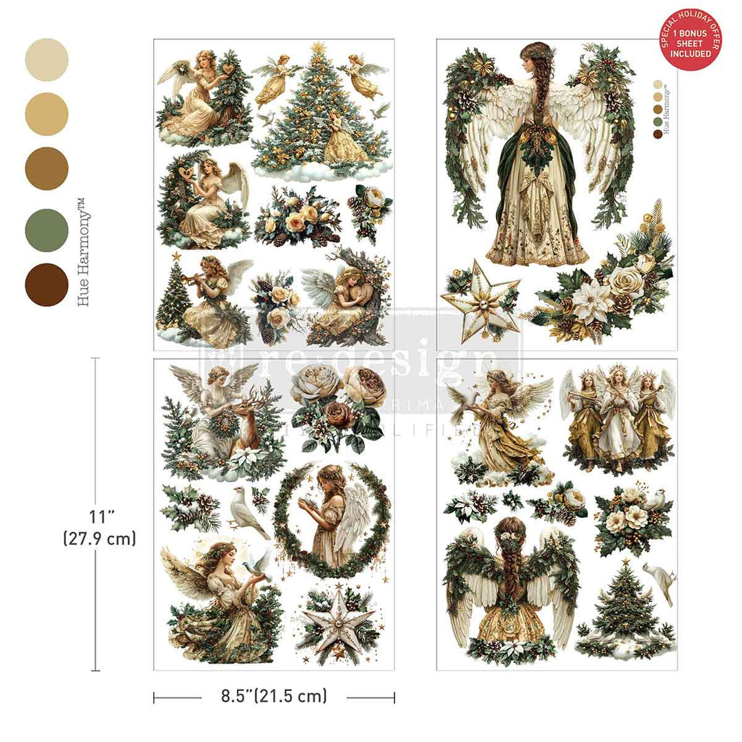 NEW! Redesign Middy Transfer - HEAVENLY WINGS (4 sheets, each 21.59cm x 27.94cm) - Rustic Farmhouse Charm