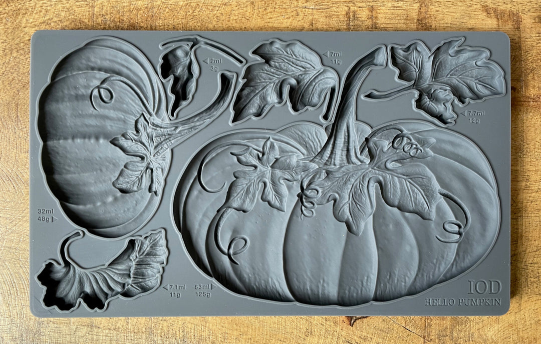 NEW! HELLO PUMPKIN Mould by IOD (6"x10", 15.24cm x 25.4cm) - Rustic Farmhouse Charm