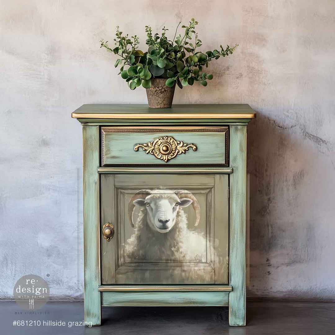 LIMITED! Redesign A3 Decoupage Fibre Paper -HILLSIDE GRAZING (29.7cm x 41.9cm) - Rustic Farmhouse Charm