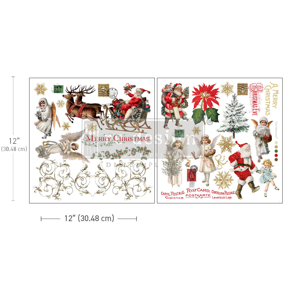 Redesign Maxi Transfer - HOLIDAY TRADITIONS (2 sheets, each 30.48cm x 30.48cm) - Rustic Farmhouse Charm