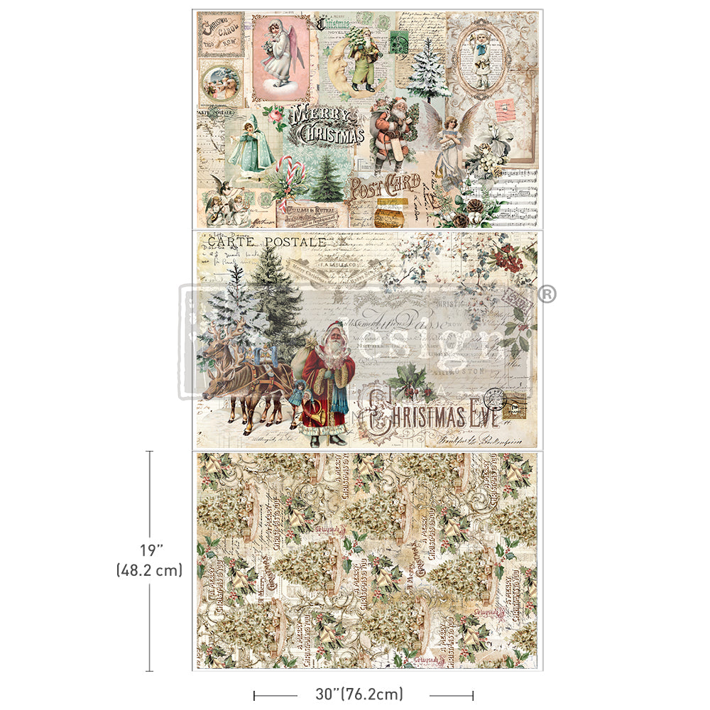 Redesign Decoupage Tissue Paper Pack - HOLLY JOLLY HIDEAWAY (3 sheets, each 49.53cm x 76.2cm) - Rustic Farmhouse Charm