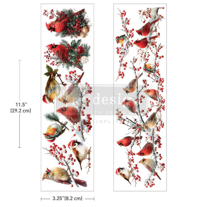 NEW! Redesign Luxe Transfer - HOLLYWING CARDINAL (2 sheets, 8.25cm x 29.2cm)