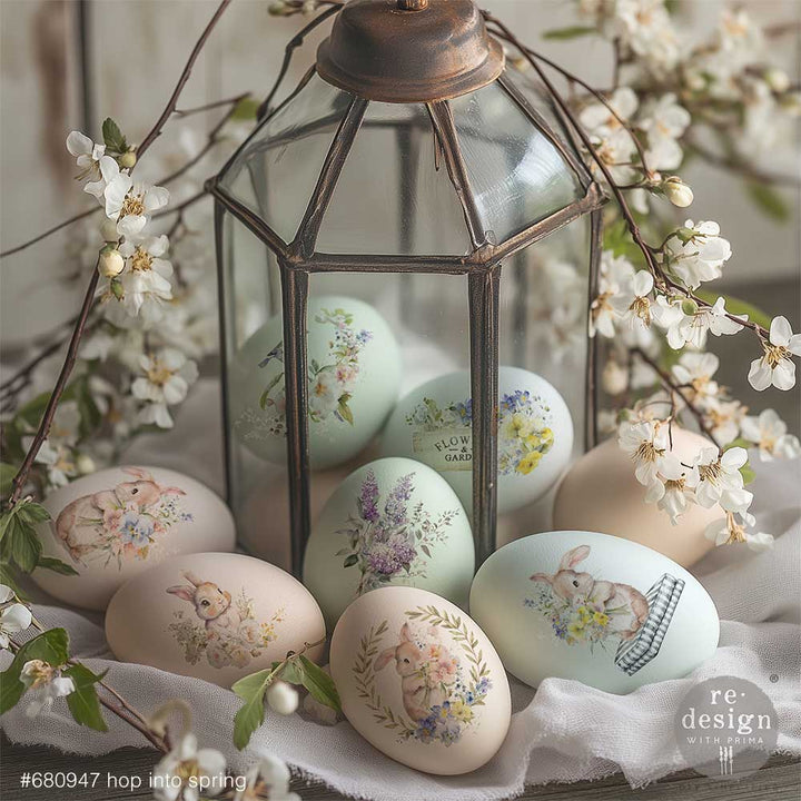 NEW! Redesign Middy Transfer - HOP INTO SPRING (3 sheets, each 21.59cm x 27.94cm) - Rustic Farmhouse Charm